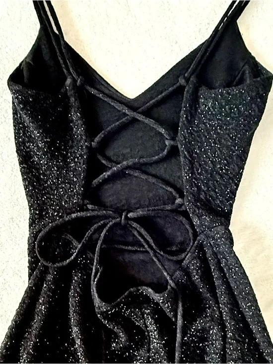Windsor Elegant Black Sparkle Lace-Up Back Evening Gown (Size XS) NWT - Picture 7 of 16